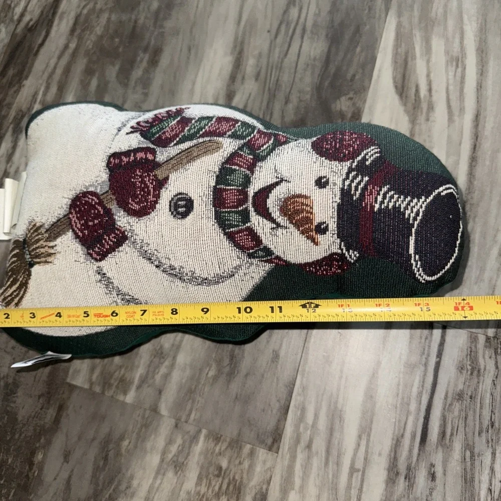 VTG Riverdale Tapestry Weighted Snowman Shaped Plush Door Stop Christmas Decor